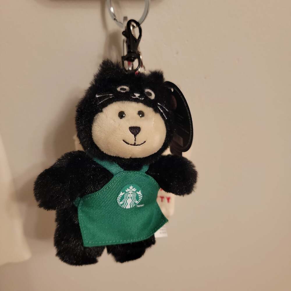 Starbucks Halloween 2026 Black Cat Bearista Plush Bag Charm Key Chain NWT